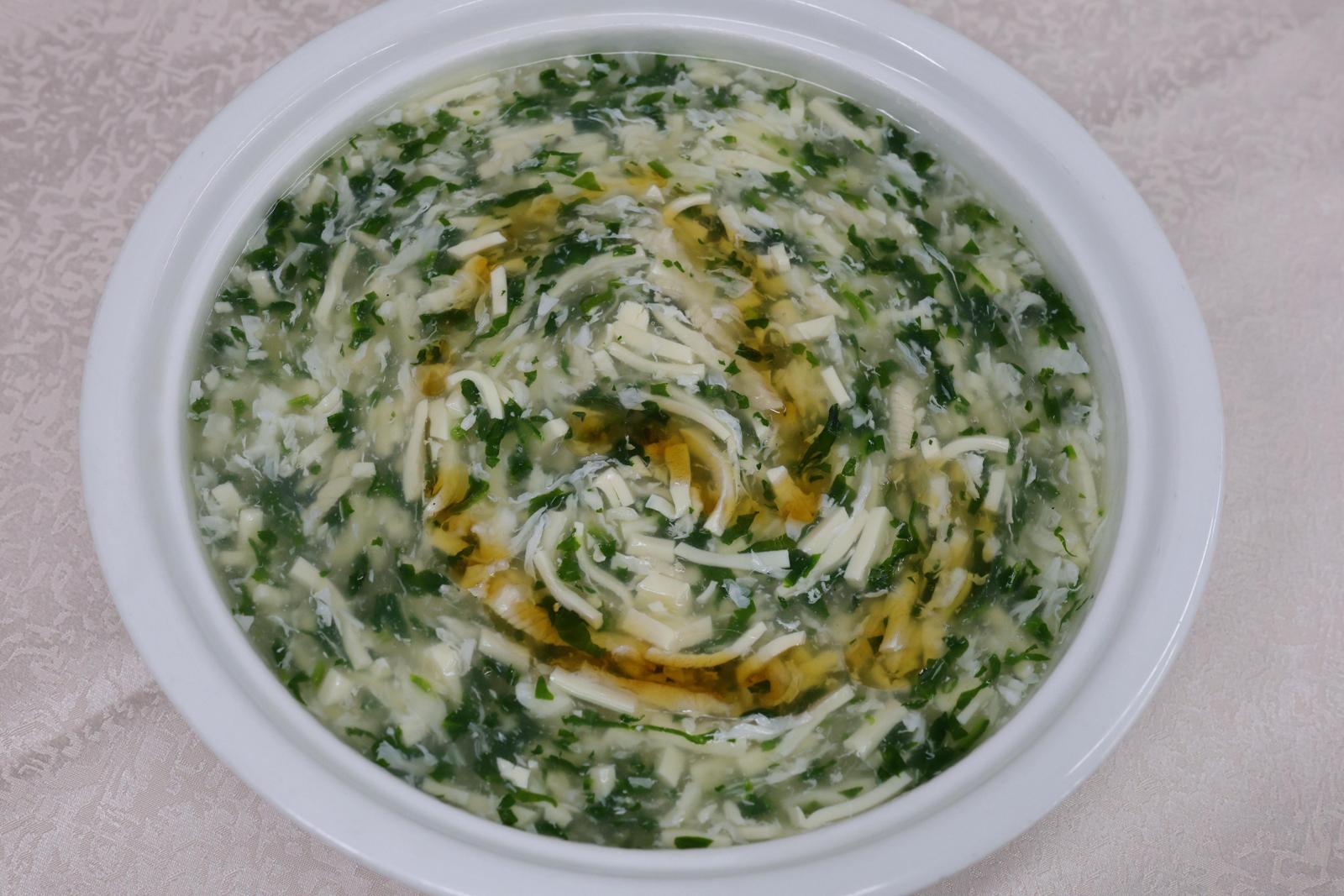 020 荠菜蟹肉豆腐羹 Shepherd's Purse & Bean Curd Soup w/Crab Meat